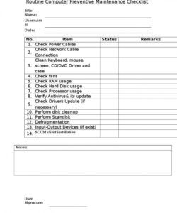 printable routine computer preventive maintenance checklist v5 0  docsharetips computer preventive maintenance checklist template