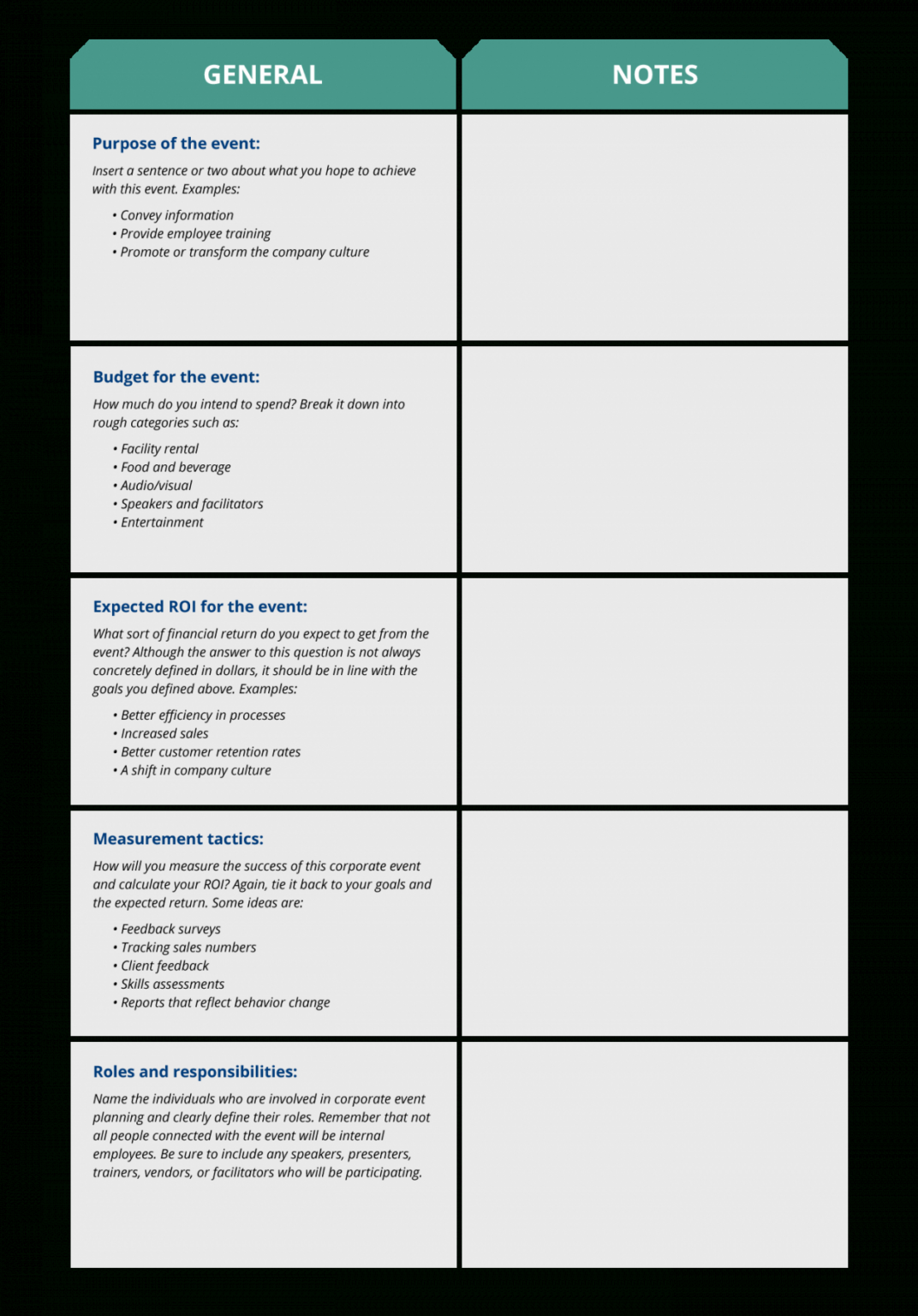 Printable The Only [Free] Template You'll Need For Planning Corporate ...