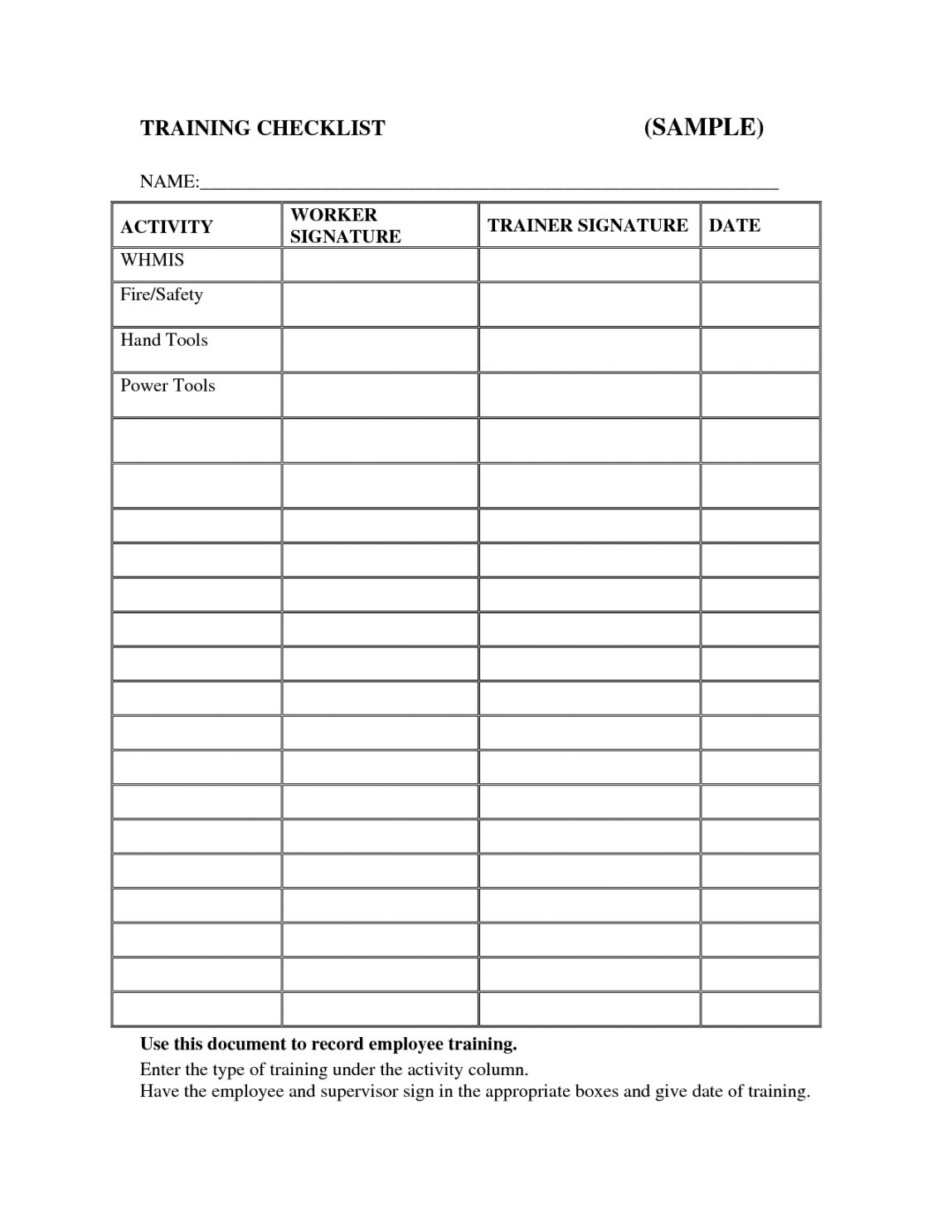 Ojt Template HQ Printable Documents