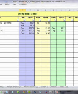 printable using excel for recipe costing and inventory linking  youtube food cost analysis template