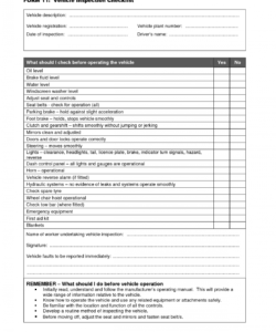 printable vehicle safety inspection checklist form  car maintenance tips safety inspection checklist template examples