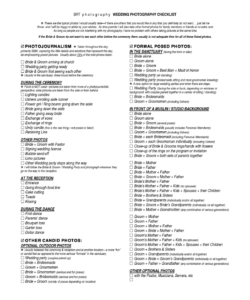 printable wedding photography checklist template  brt p h o t o g r a p h y wedding photographer checklist template pdf