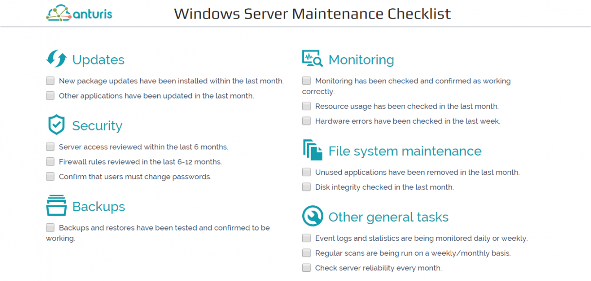 server-preventive-maintenance-checklist-template