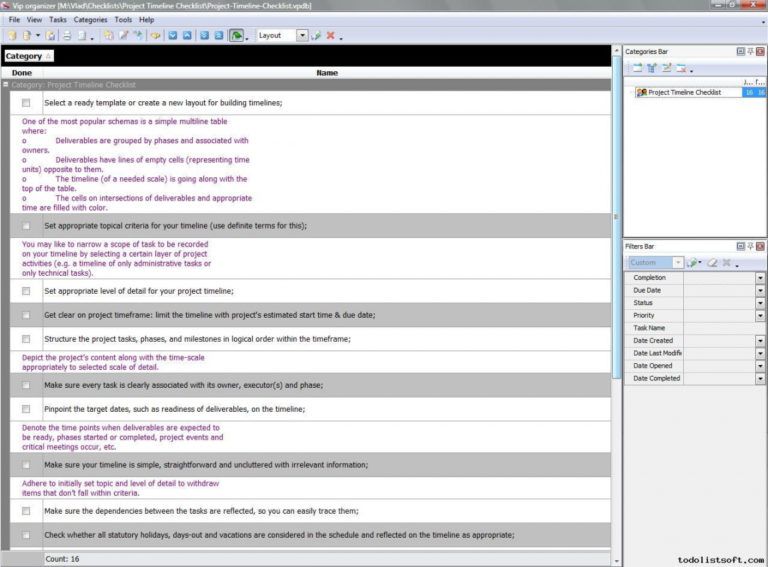 Project Timeline Checklist To Do List Organizer Checklist Pim Timeline ...