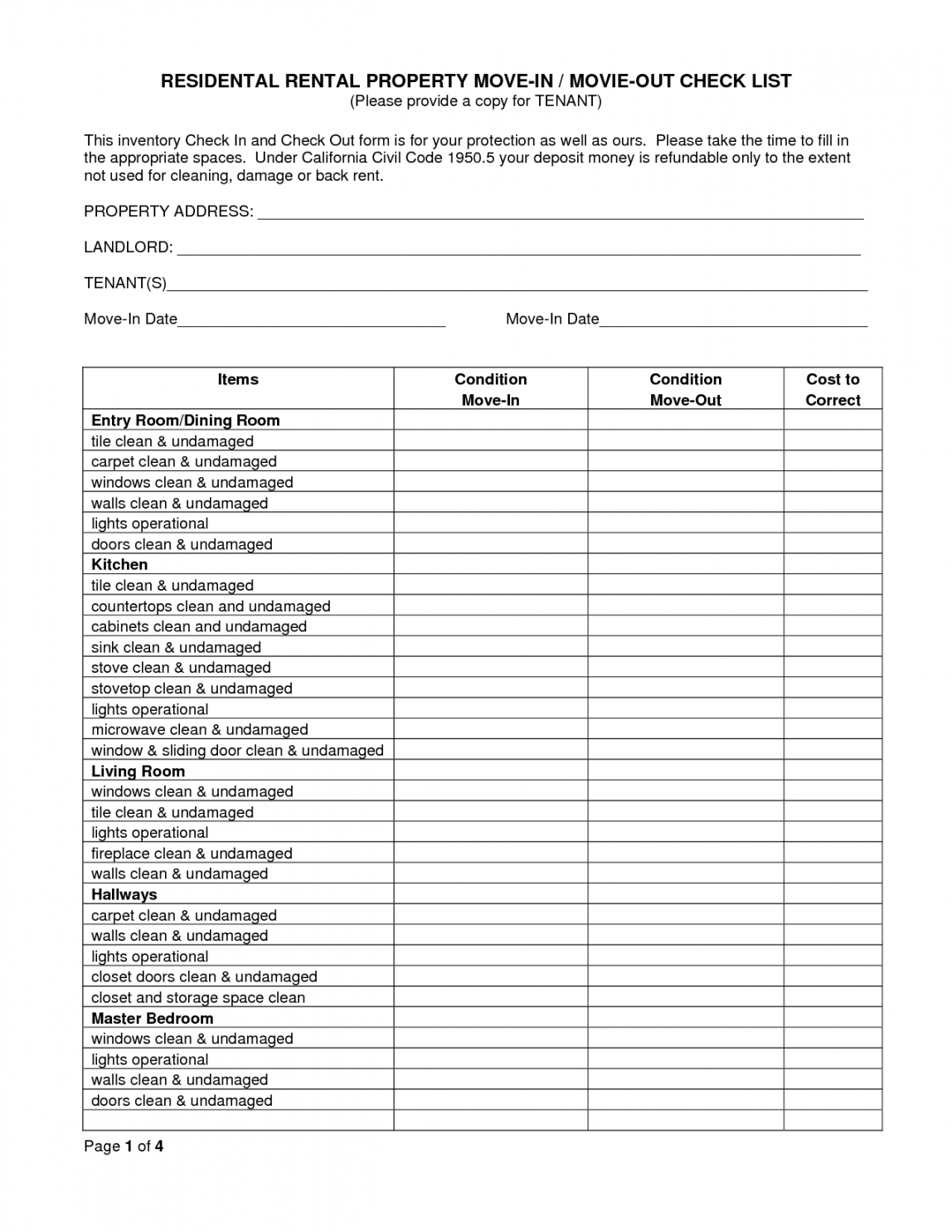 rental property inspection checklist free nz  martinforfreedom condition of rental property checklist template pdf