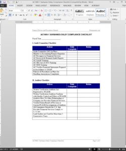 sarbanes oxley compliance checklist template compliance audit checklist template