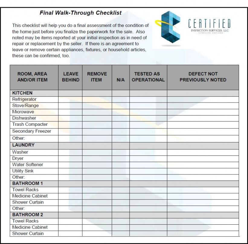 template design final walk through checklist template  collection walk thru checklist template samples