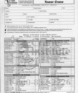 tower crane annual inspection checklist construction crane inspection checklist template doc