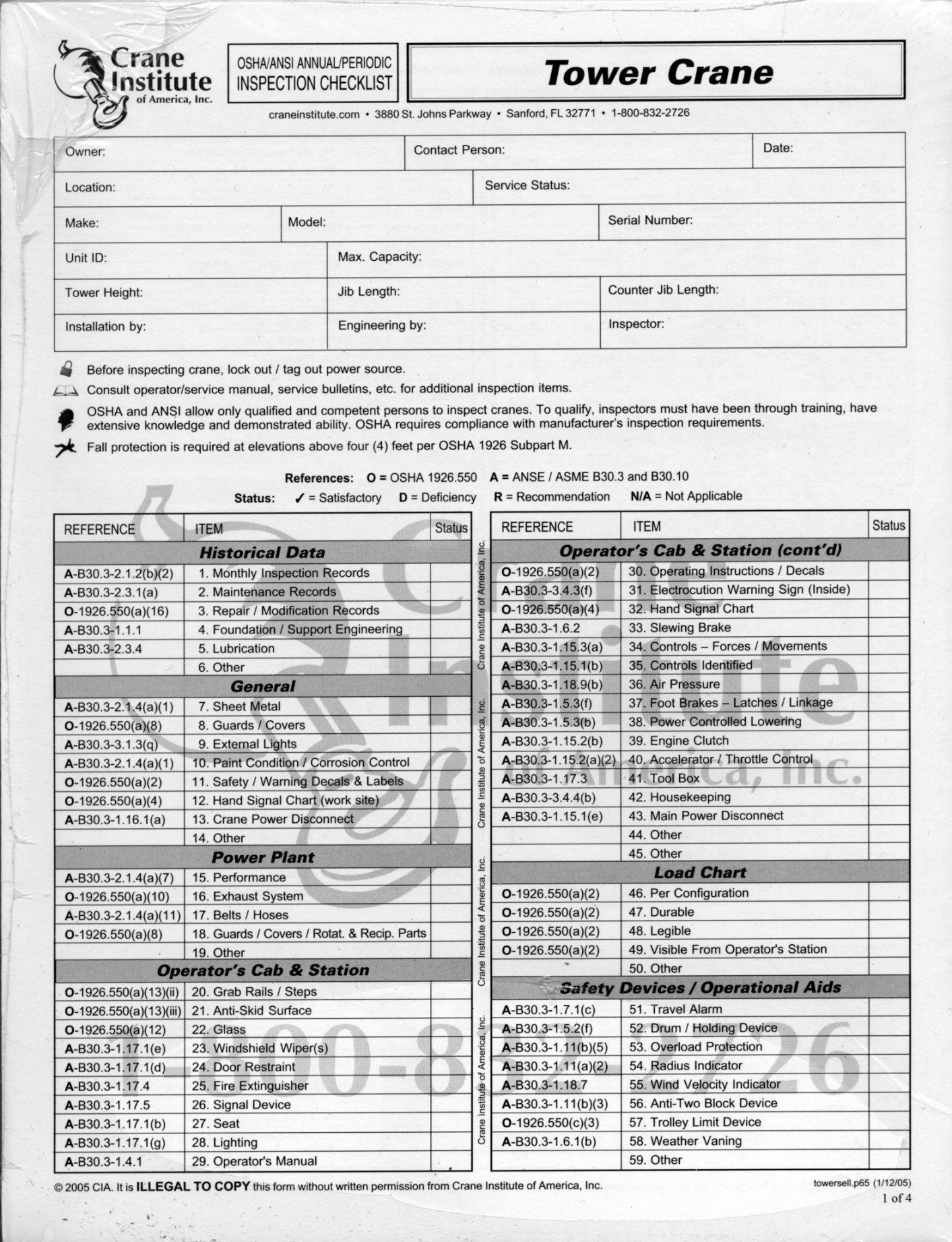 tower crane annual inspection checklist construction crane inspection checklist template doc