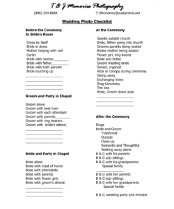 wedding photography checklist template  wedding photo checklist wedding photo checklist template pdf