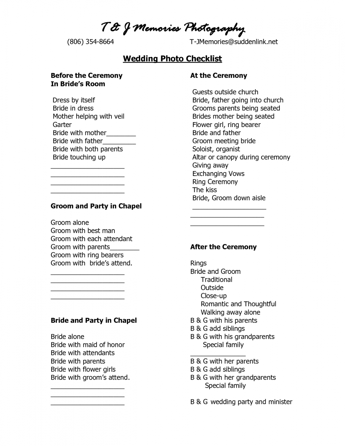 wedding photography checklist template  wedding photo checklist wedding photo checklist template pdf