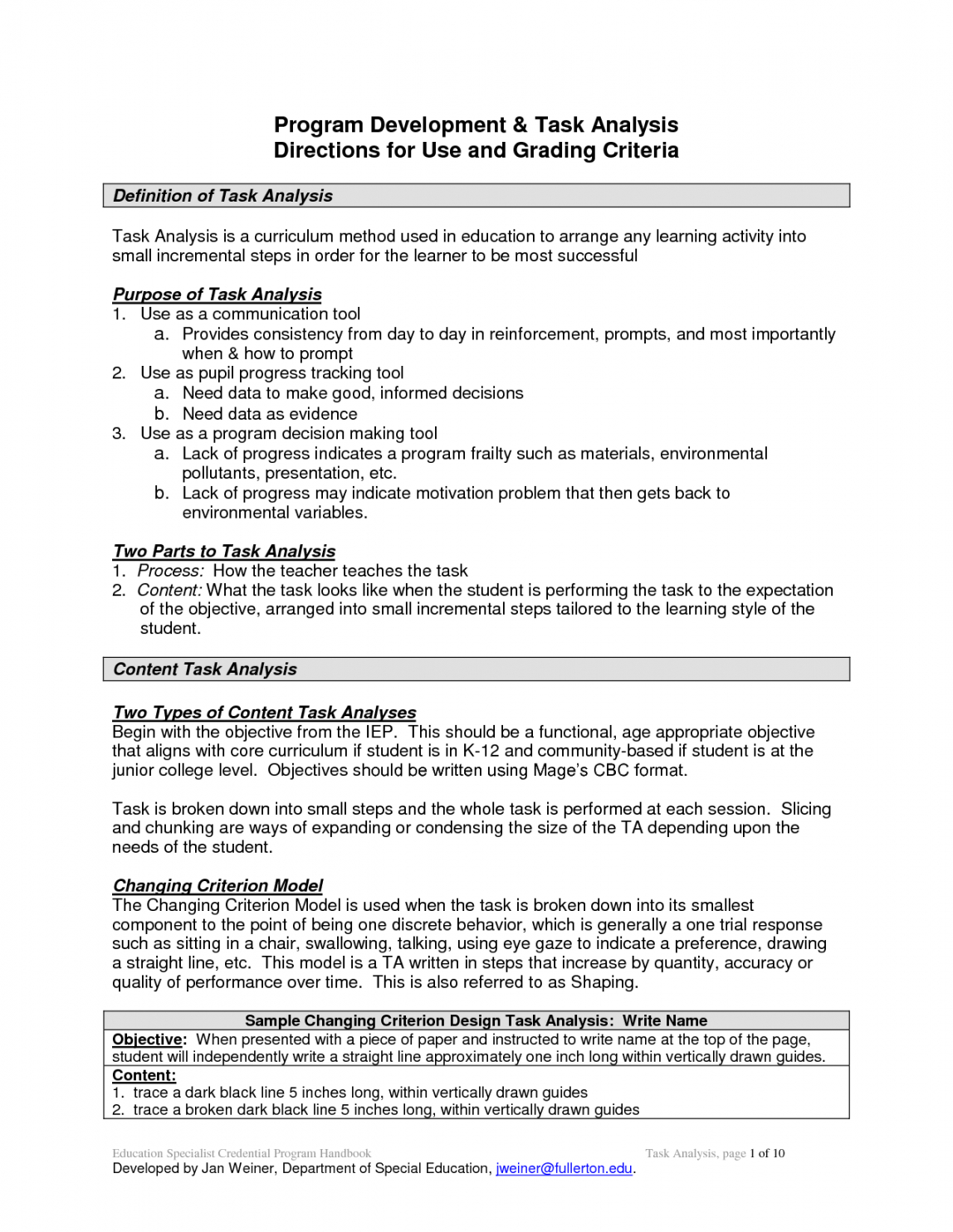 methods of task analysis in special education