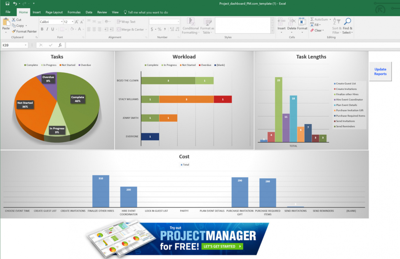 editable guide to excel project management  projectmanager workload analysis excel template excel