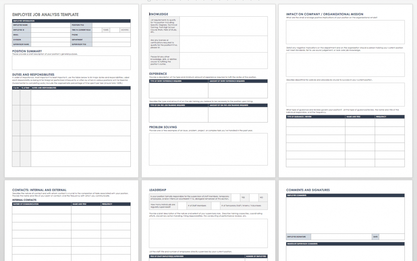 free job analysis templates  smartsheet job analysis questionnaire template