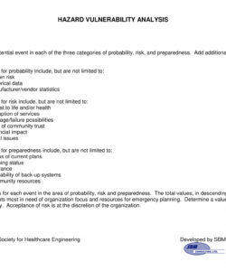 printable 12 hazard vulnerability analysis examples  pdfword  examples hazard vulnerability analysis template excel
