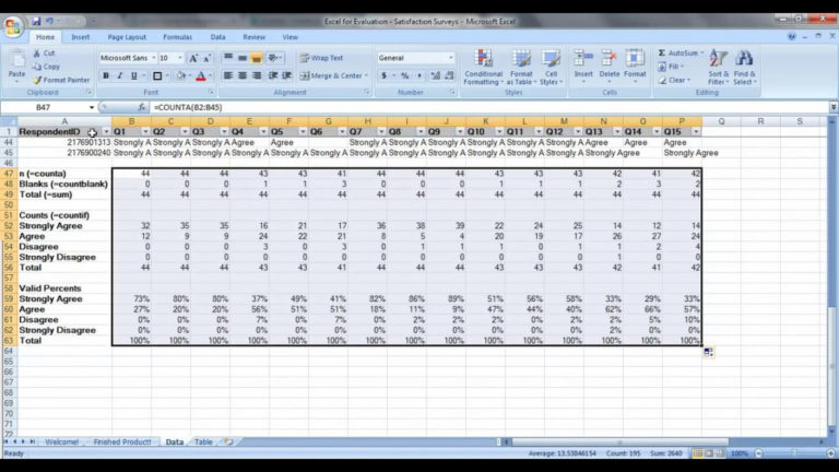 Printable How To Analyze Satisfaction Survey Data In Excel With Countif 6201