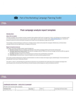 printable postcampaign analysis report template  smart insights marketing campaign analysis report template doc