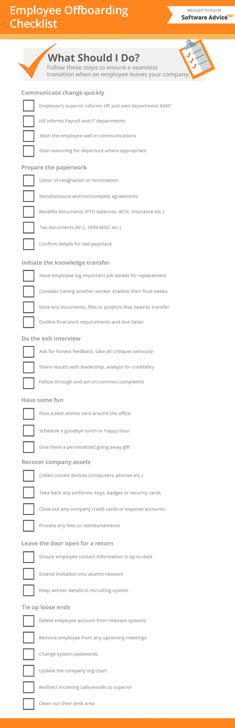 Free Employee Offboarding Checklist A Guide To Graceful Exits Work ...