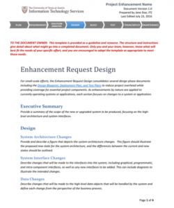 printable project enhancement name system analysis and design document template sample