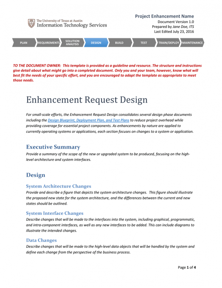 printable project enhancement name system analysis and design document template sample