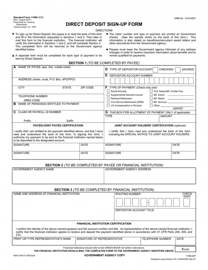 editable direct deposit signup form direct deposit sign up form social security excel