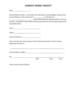 editable earnest money form  fill online printable fillable blank release of earnest money deposit form doc