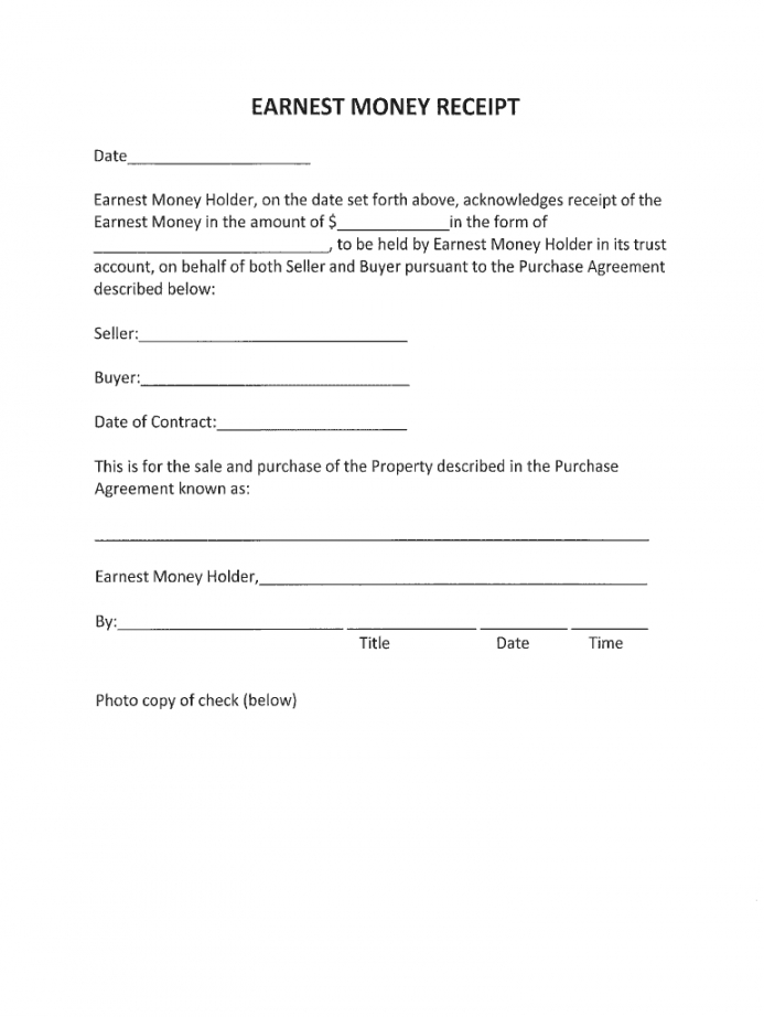 earnest money deposit form
 Release Of Earnest Money Deposit Form