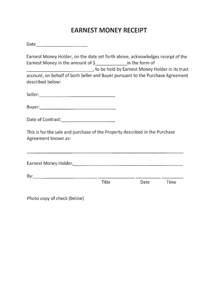 Earnest Money Deposit Agreement Template Master Template