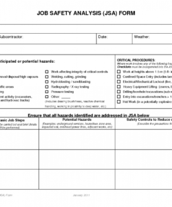 editable job safety analysis forms  job safety analysis form  jsa job hazard analysis template free excel