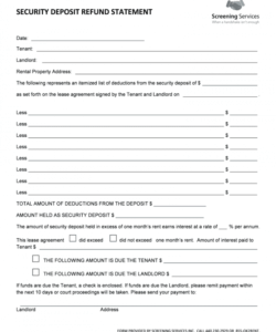 editable security deposit refund form  fill online printable refund security deposit form