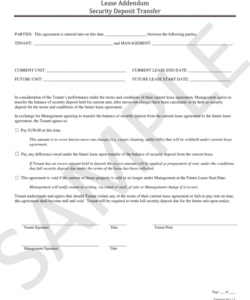 editable security deposit transfer addendum  fill online printable transfer of security deposit to new owner form sample