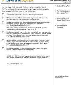 free new account conversion checklist  pdf social security administration direct deposit change form excel