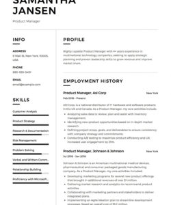 free product manager resume sample template example cv formal curriculum analysis template