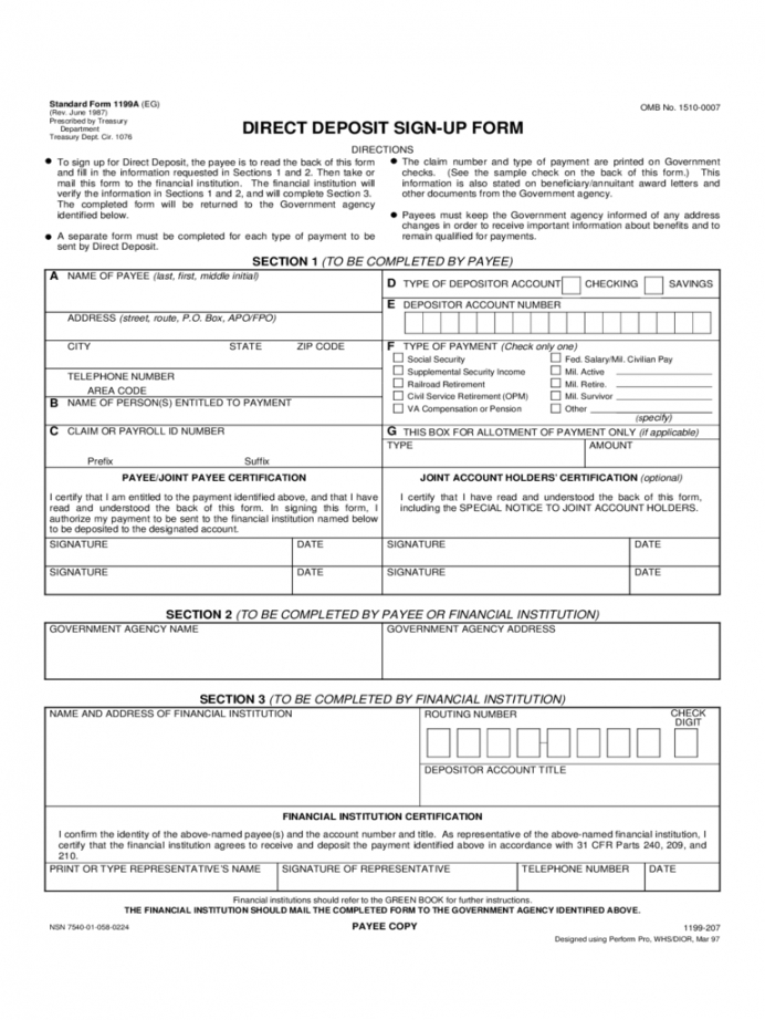 free social security direct deposit form  2 free templates in direct deposit sign up form social security example