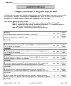 printable analysis and review of program maps template curriculum analysis template example