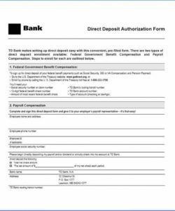 printable direct deposit authorization form from bank sample 3180 federal government direct deposit form sample