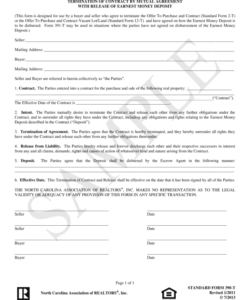 printable nc resl estate release of earnest money form  fill online release of earnest money deposit form doc