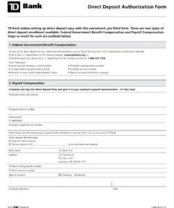 td federal government direct deposit form word