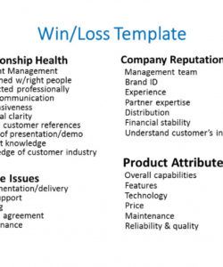 templates for win loss analysis win loss analysis template sample