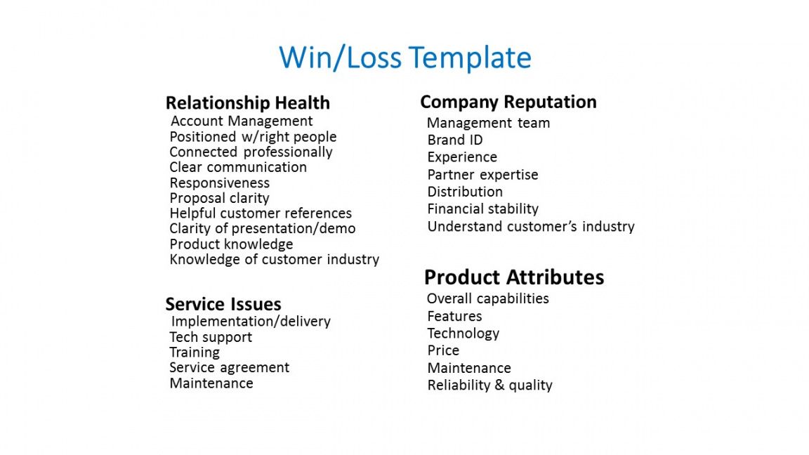 templates for win loss analysis win loss analysis template sample