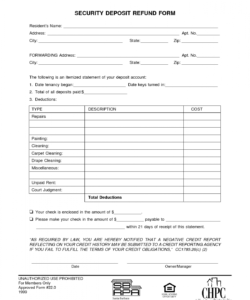 best photos of security deposit refund template  security security deposit refund form template sample