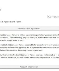 editable direct deposit form template  direct deposit form direct deposit agreement form template sample