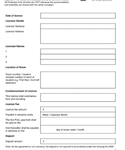 editable excluded licence lodger agreement  grl landlord association no deposit tenancy agreement template excel