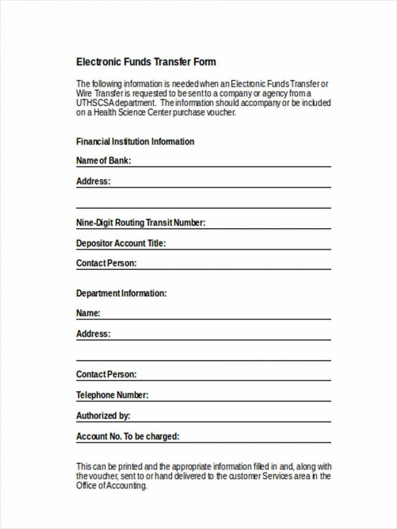 editable free 8 sample fund transfer forms in word  pdf electronic funds transfer deposit form template excel