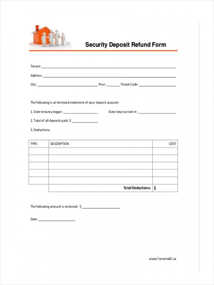free 8 security deposit form in sample example format rental security deposit refund form excel