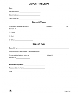 free deposit receipt templates  word  pdf  eforms  free refundable deposit agreement template word