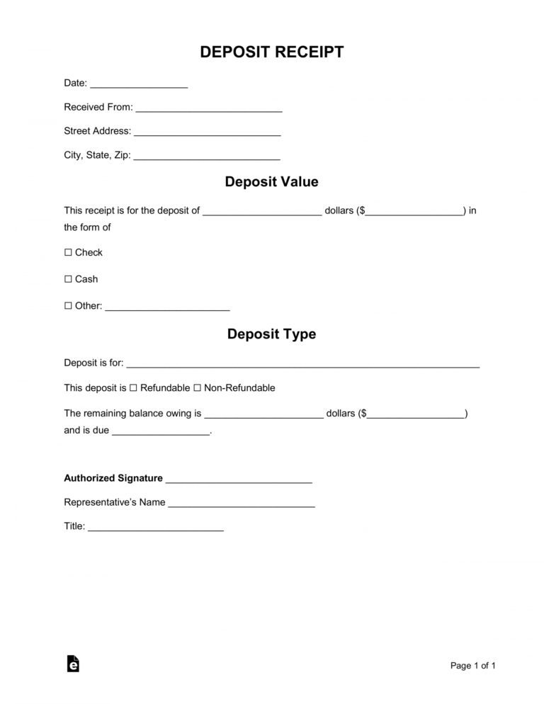 Free Deposit Receipt Templates Word Pdf Eforms Free Refundable Deposit Agreement Template Word