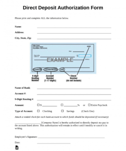 free direct deposit authorization forms  pdf  word direct deposit request form template example