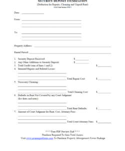 free security deposit itemization pdf  property management forms itemized security deposit deduction form word