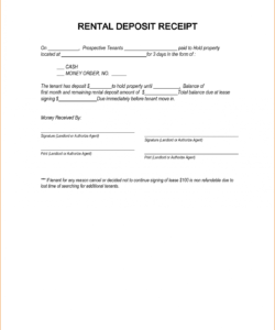 non refundable deposit receipt template non refundable rental deposit form template excel